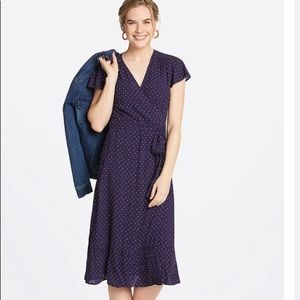 Polka Dot Midi Wrap Dress